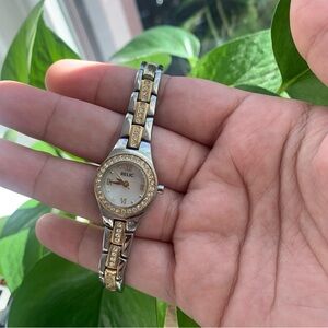 Relic Two-Tone Gold and Silver Crystal Dress Watch